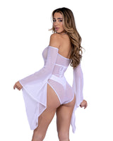 6497 - Sheer Mesh Romper with Bell Sleeves