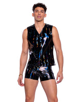 6515 - Vinyl with Iridescent Print Shorts