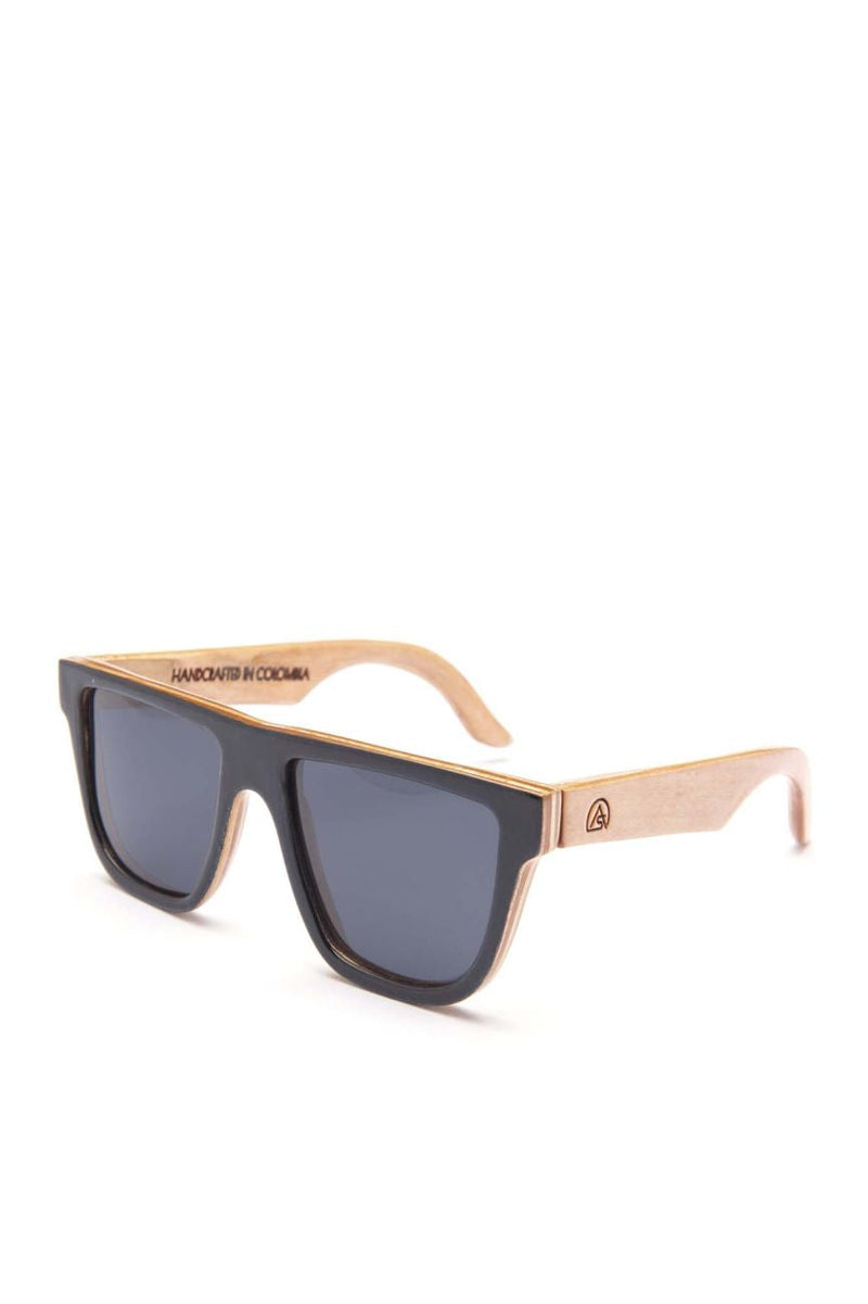 Alice Shoal 1001 Santa Catalina Maple Wood Sunglasses Polarized Lenses Color Black