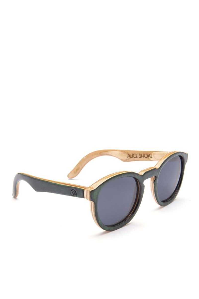 Alice Shoal 1002 La Paz Maple Wood Sunglasses Polarized Lenses Color Black