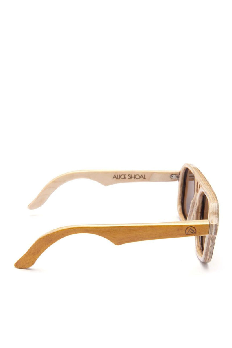 Alice Shoal 1007 Bottom House Maple Wood Sunglasses Polarized Lenses Color Brown