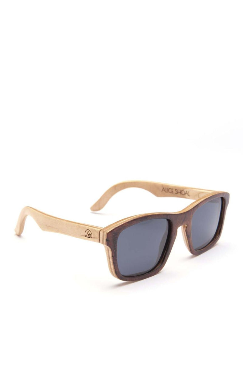 Alice Shoal 1012 SW Bay Maple Wood Sunglasses Polarized Lenses Color Black
