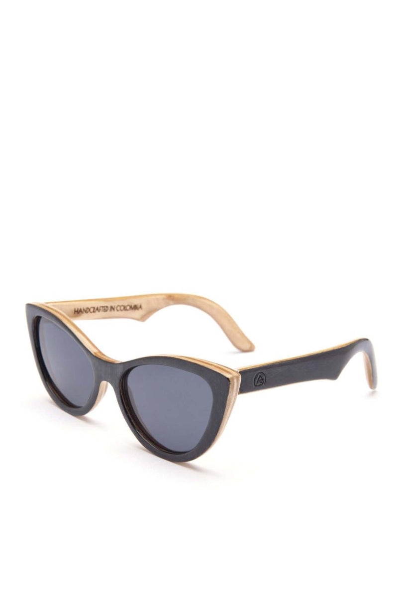 Alice Shoal 1014 Manzanillo Maple Wood Sunglasses Polarized Lenses Color Black