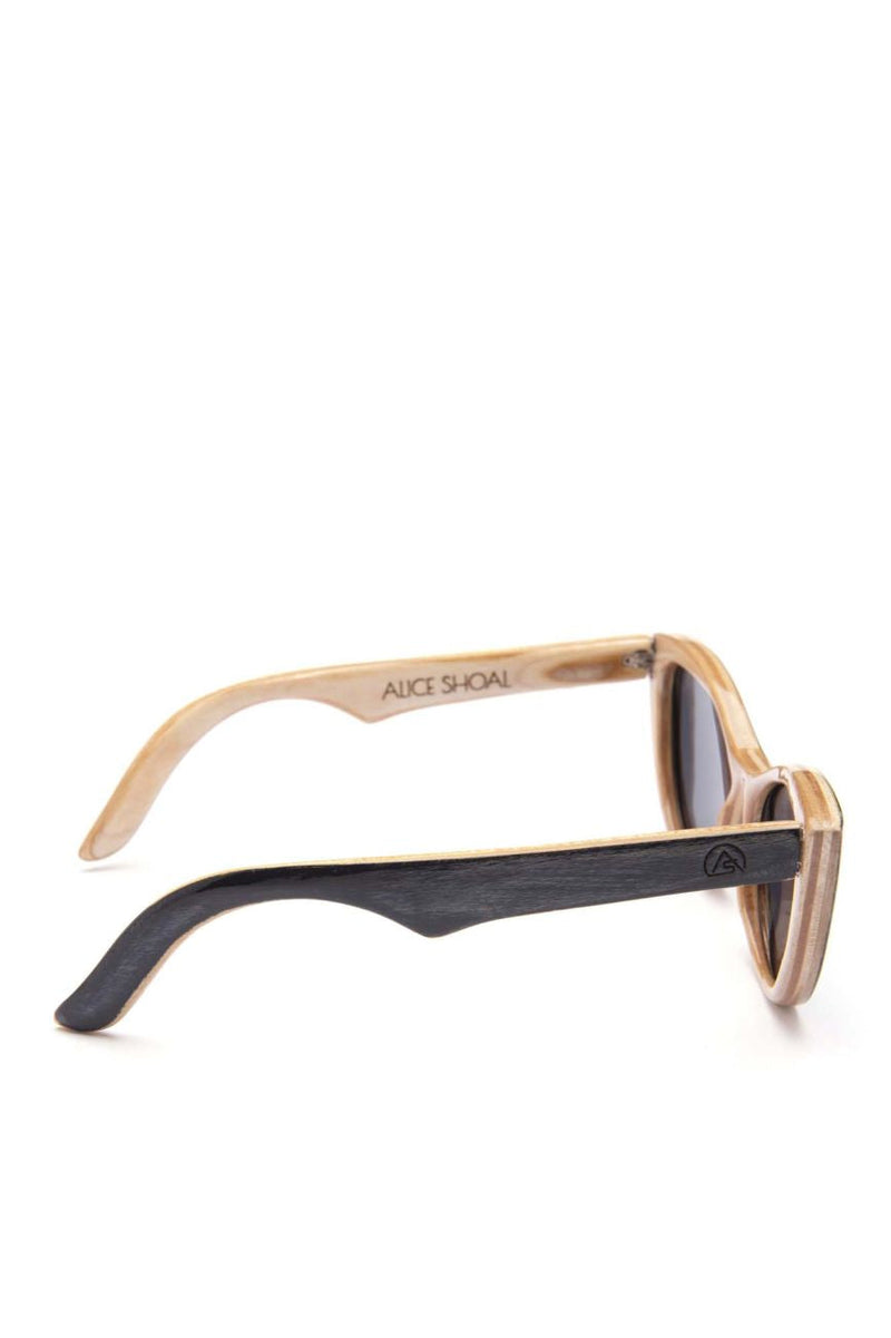 Alice Shoal 1014 Manzanillo Maple Wood Sunglasses Polarized Lenses Color Black