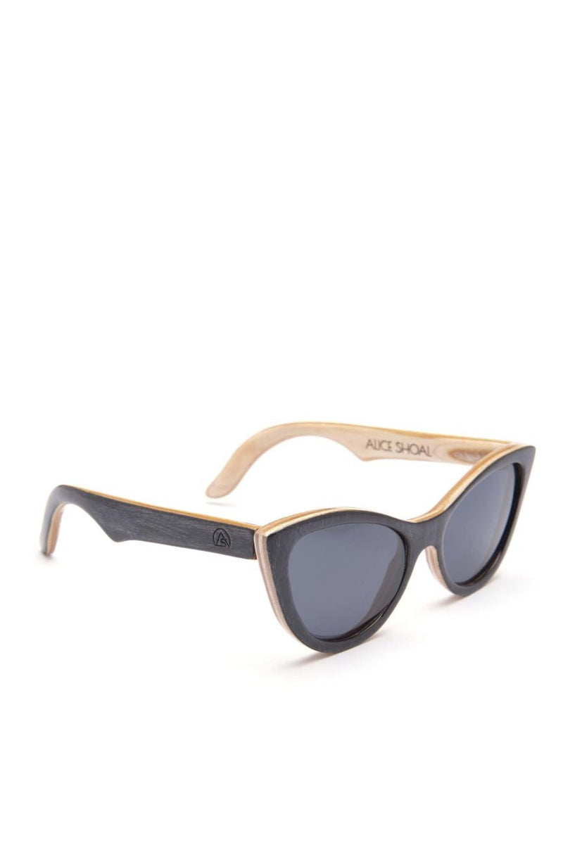 Alice Shoal 1014 Manzanillo Maple Wood Sunglasses Polarized Lenses Color Black