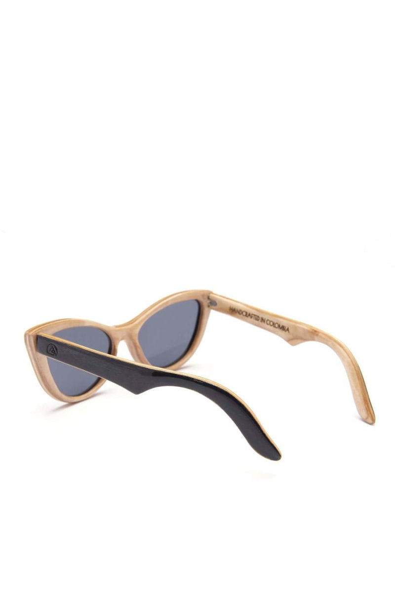 Alice Shoal 1014 Manzanillo Maple Wood Sunglasses Polarized Lenses Color Black