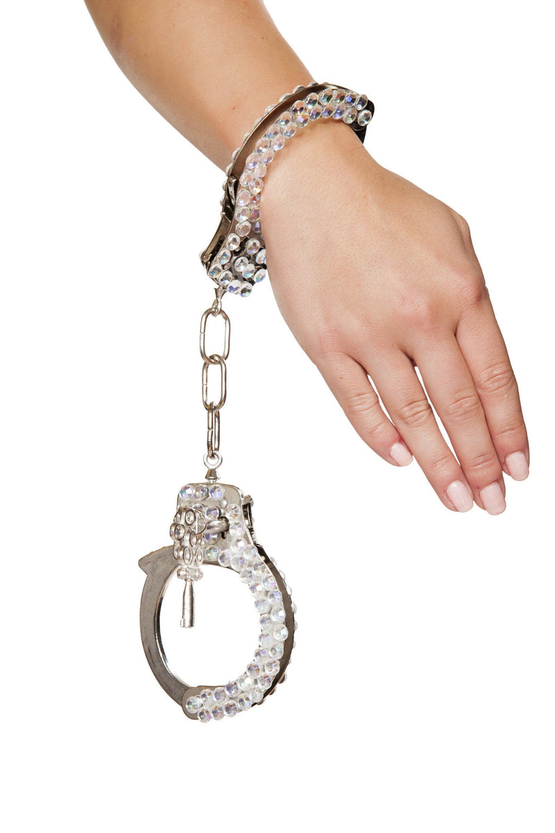 CU102 - Silver Handcuffs with Rhinestones