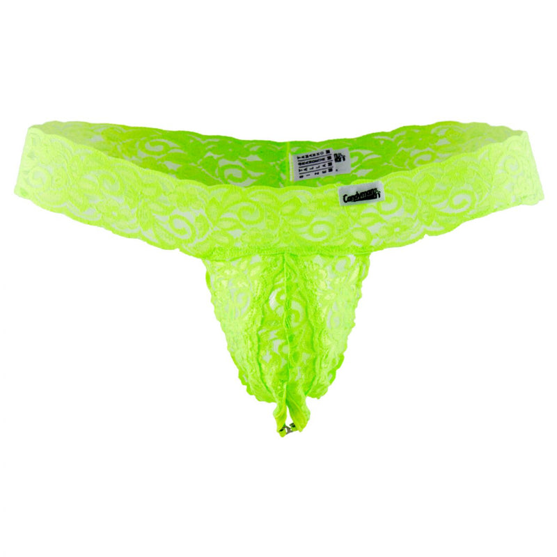 CandyMan 99315X Peek a Boo Lace Thongs Color Hot Green