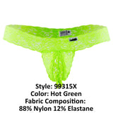 CandyMan 99315X Peek a Boo Lace Thongs Color Hot Green