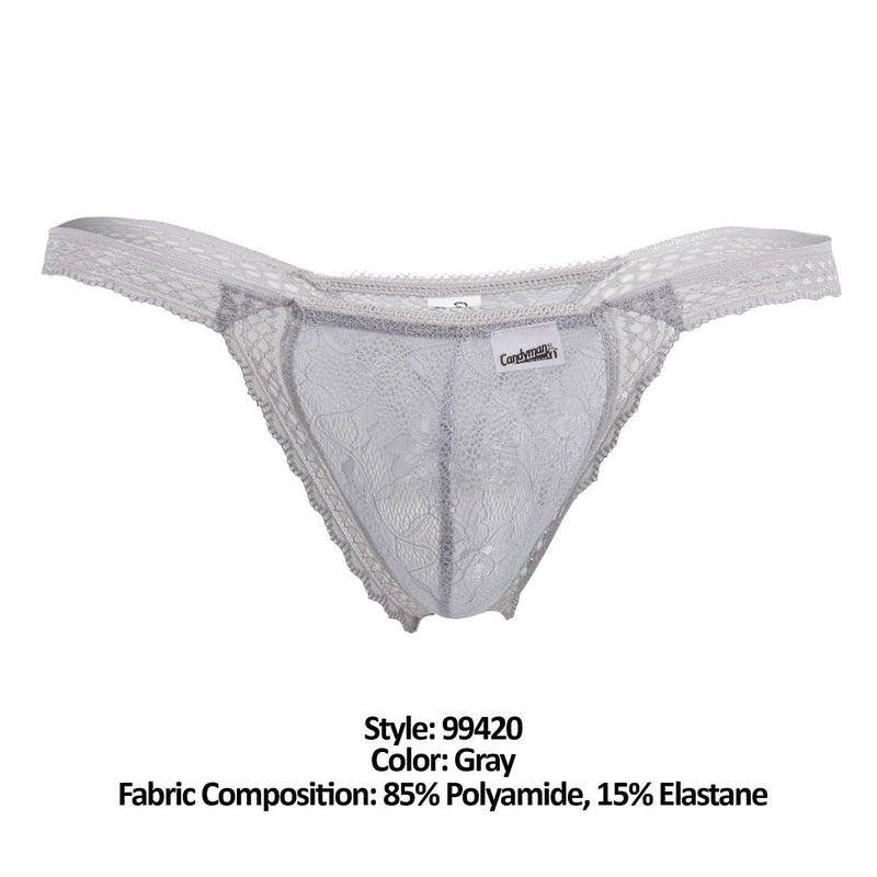 CandyMan 99420 Double Lace Thongs Color Gray