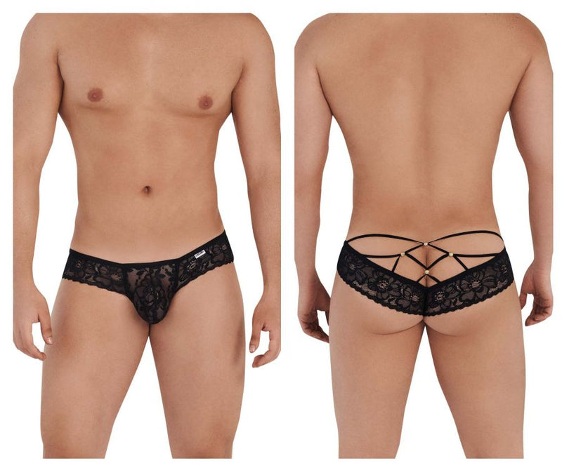 CandyMan 99551 Lace Peekaboo Briefs Color Black