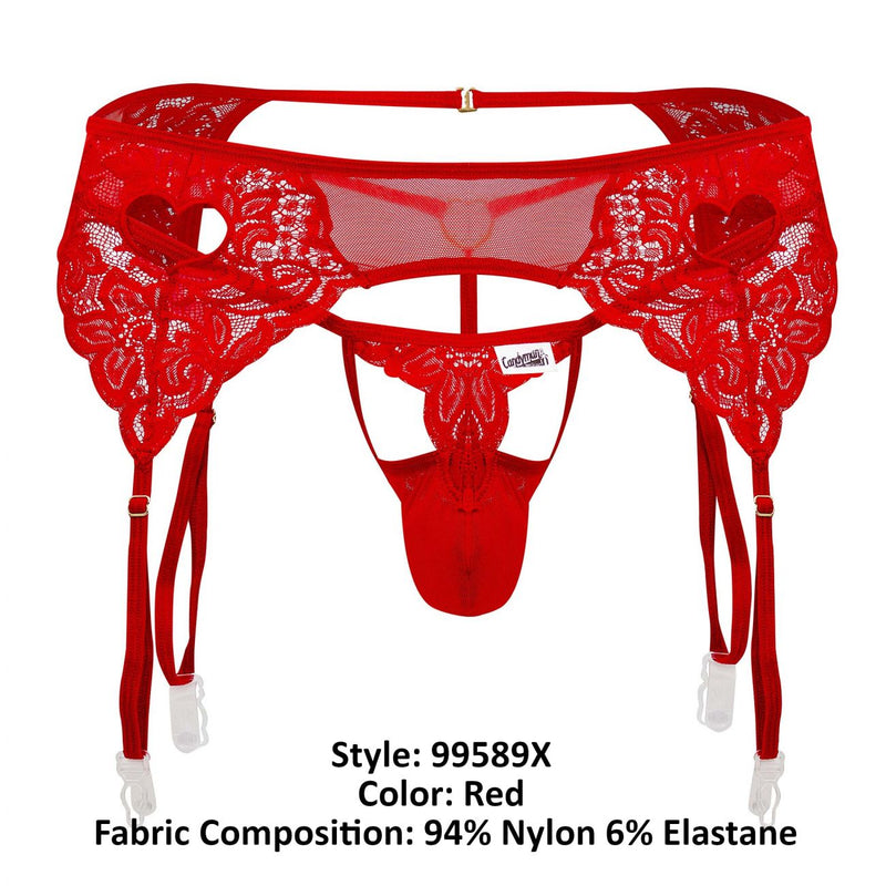 CandyMan 99589X Lace Garther G-String Color Red