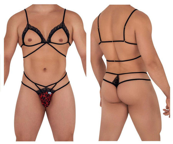 CandyMan 99610 Harness Thong Outfit Color Leopard Print