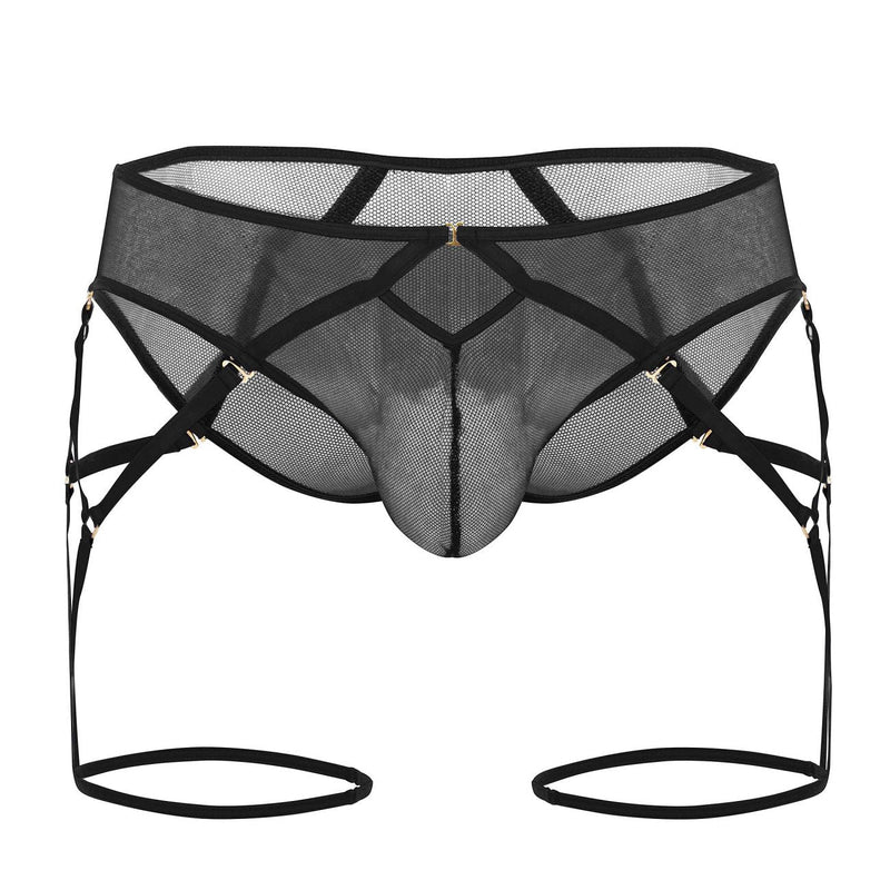 CandyMan 99625 Mesh Garter Briefs Color Black