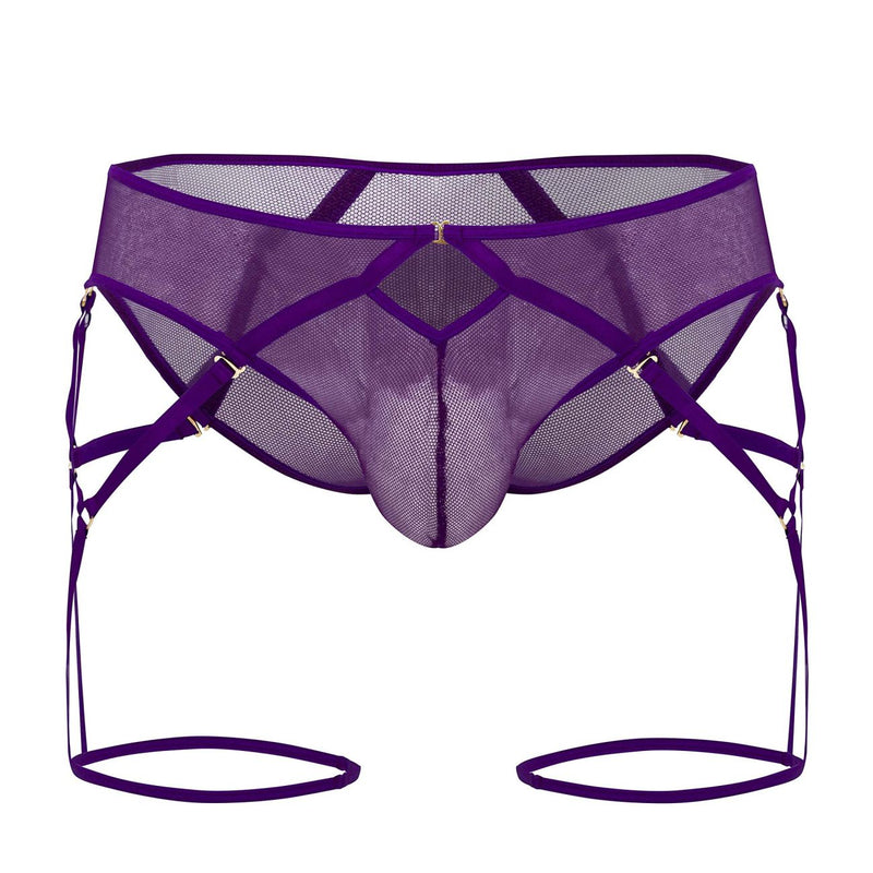 CandyMan 99625 Mesh Garter Briefs Color Purple