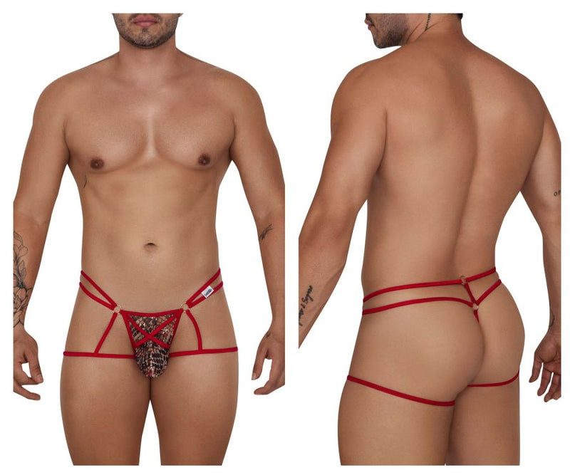 CandyMan 99671 Lace Jock Thongs Color Red-Print