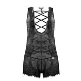 CandyMan 99743 Lace Bodysuit Color Black