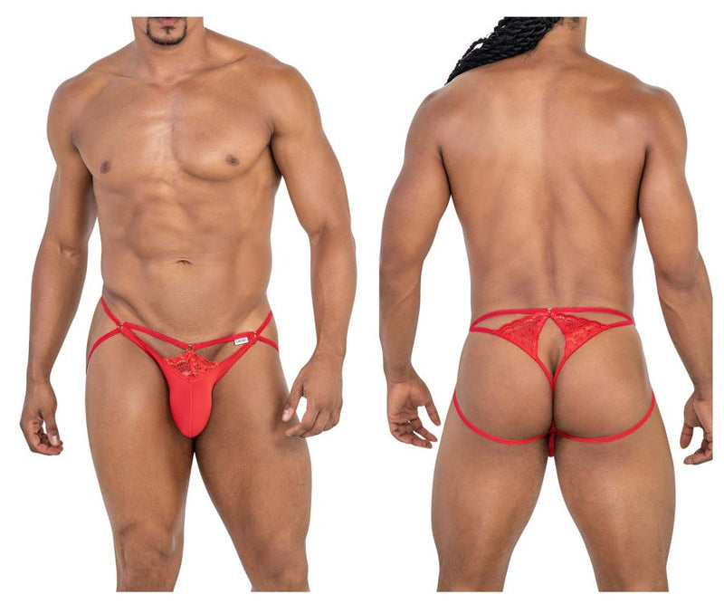 CandyMan 99770 Lace Jock Thongs Color Red