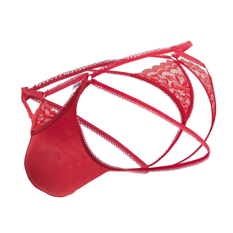 CandyMan 99770 Lace Jock Thongs Color Red