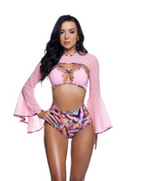 JR269 - Mesh Bell-Sleeve Shrug