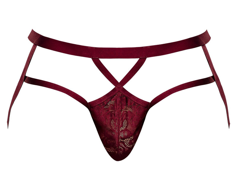 Male Power 394-289 Lucifer Strappy Jock Color Burgundy