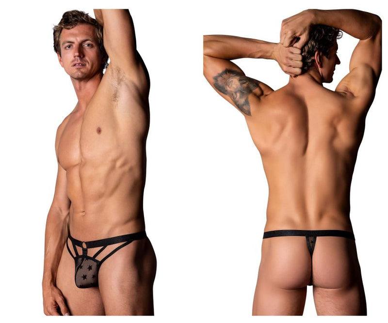 Male Power 416-291 Love Star Thong with Ring Color Black