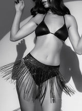 Mapale 1138 Glam Fringe Belt Color Black-Rhinestone
