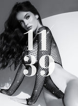 Mapale 1139 Long Sleeve Fishnet Rhinestone Bodysuit Color Black-Rhinestone