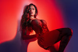 Mapale 1154 Snake Fishnet Bodyset Color Black-Red