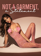 Mapale 1167 Feather Kiss Fishnet Bodysuit Color Bubblegum Pink
