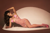 Mapale 1167 Feather Kiss Fishnet Bodysuit Color Bubblegum Pink