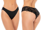 Mapale 142 No Show Thong Color Black - Elegant Lace Back