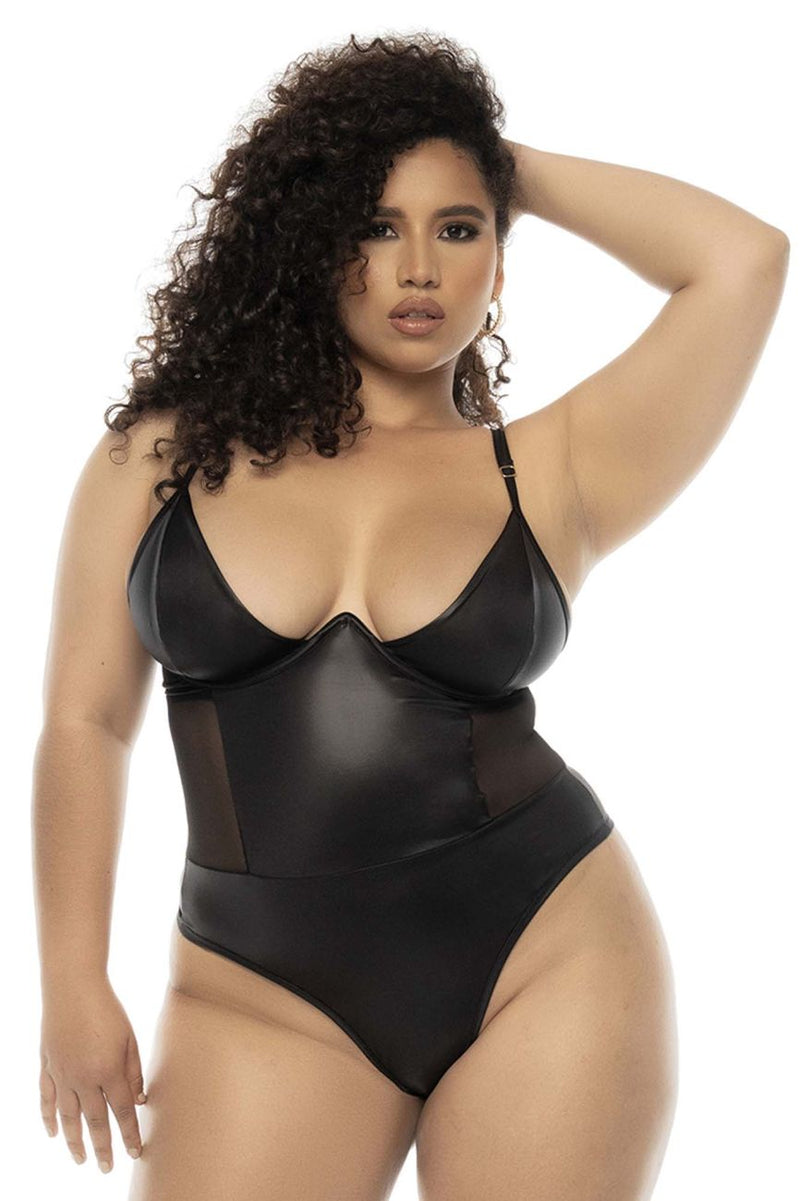 Mapale 2752X Bibi Bodysuit Plus Color Wet Look Black