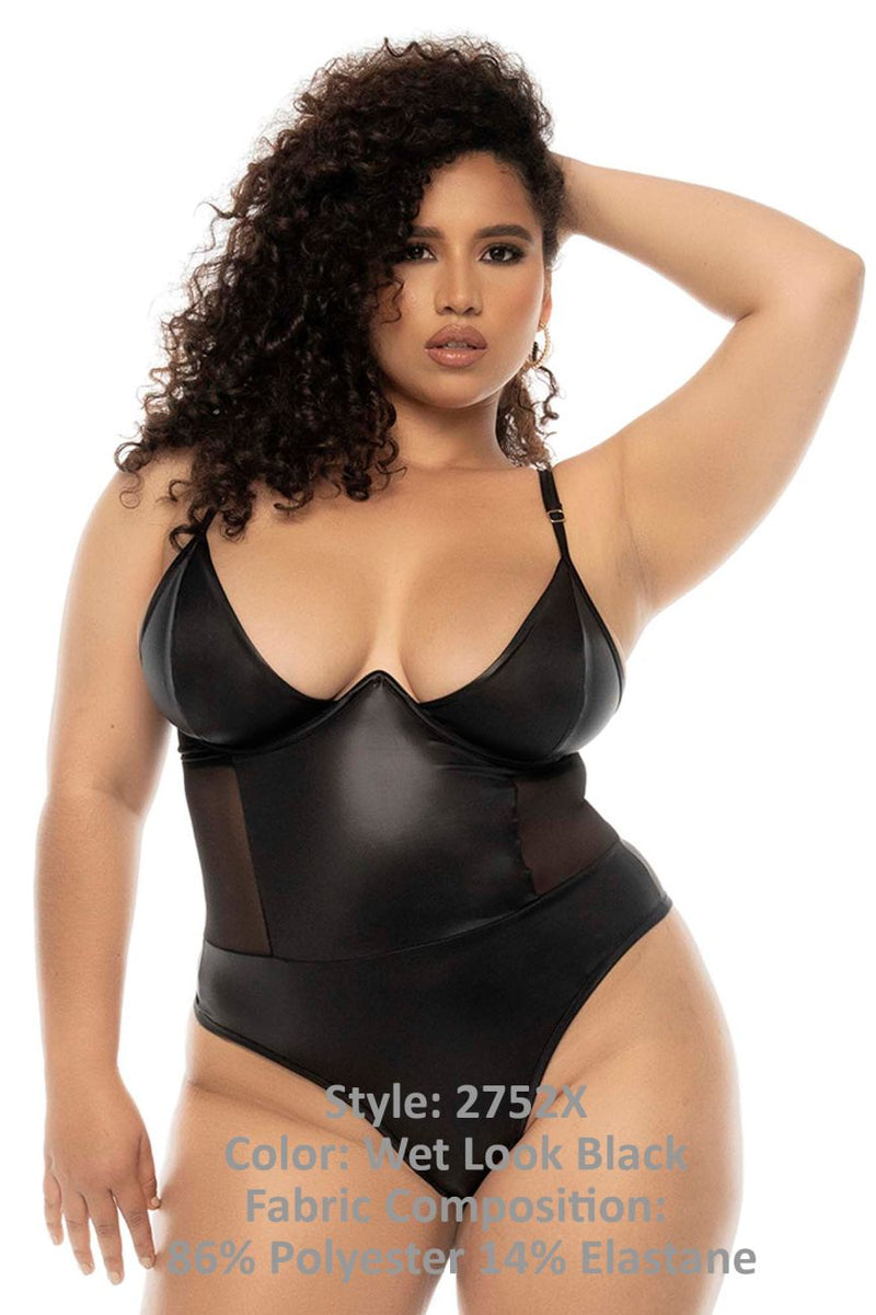 Mapale 2752X Bibi Bodysuit Plus Color Wet Look Black