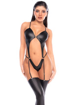 Mapale 2826 Wet Look Bodysuit in Wet Black Color Wet Black
