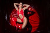 Mapale 2830 Seductive Liquid Red Cutout Bodysuit Color Liquid Red