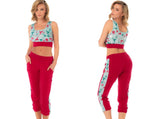 7409 Two-Piece Pajama Set Color Red-Mint Prints