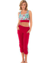7409 Two-Piece Pajama Set Color Red-Mint Prints