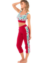 7409 Two-Piece Pajama Set Color Red-Mint Prints