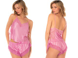 Mapale 75000 Lingerie Alluring Satin and Lace Two-Piece Pajama Set Color Blush Pink