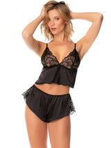 Mapale 75011 Lingerie Charming Two-Piece Pajama Set Color Black