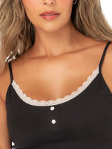 Mapale 75016 Lingerie Two-Piece Pajama Set Flirty Camisole and Ruffled Shorts Color Black