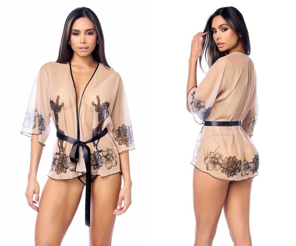 Mapale 7615 Robe with matching Panty Color Nude-Black