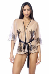 Mapale 7615 Robe with matching Panty Color Nude-Black