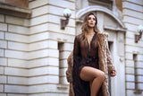 Mapale 7639 Elegant Sheer Robe with Matching Thong Color Black