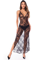 Mapale 7640 Elegant Black Lace Maxi Babydoll Color Black