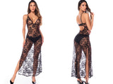 Mapale 7640 Elegant Black Lace Maxi Babydoll Color Black