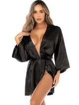 Mapale 7641 Elegant Satin Robe Color Black