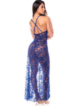 Mapale 7643 Royal Blue Long Gown - Exotic Lingerie Color Royal Blue