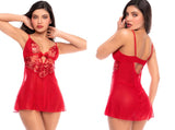 Mapale 7647 Scarlet Red Babydoll with Matching Thong Color Scarlet Red